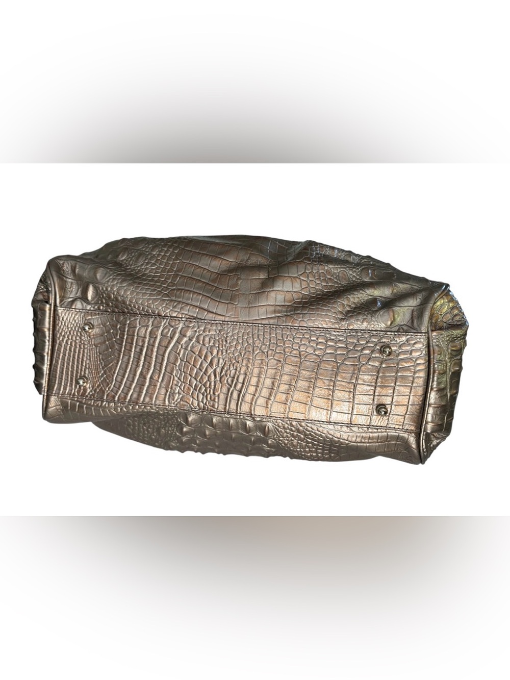 Brahmin Elisa Large Satchel β Gold Croc Embossed Leather | Gold Hardware | - Picture 11 of 17